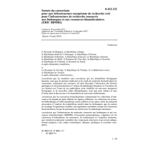 Statuts du consortium (ERIC BBMRI)
