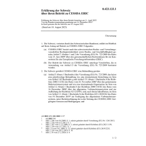 Erklärung Schweiz Beitritt CESSDA ERIC