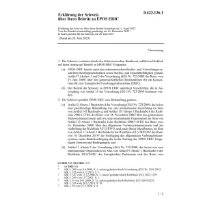 Erklärung Schweiz Beitritt EPOS ERIC