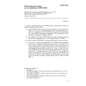 Déclaration Suisse adhésion EPOS ERIC