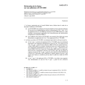 Déclaration Suisse adhésion ICOS ERIC
