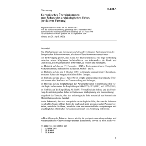 Schutz ärchologisches Erbe,Übereinkommen