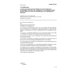 Vereinbarung Türkei Einfuhr u. Durchfuhr