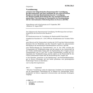 Vereinb.  VBS CH-BRD Präsenz Kosovo KFOR