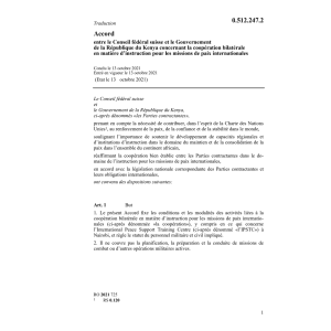 Ac. CF et Kenya missions de paix