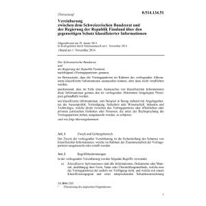 Vereinb. CH-F klassifizierter Informat.