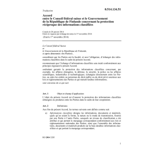Acc. CH-F réciproque inform. classifiées