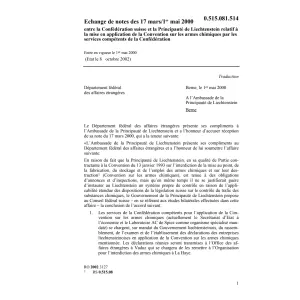 Echange notes CH-FL Conv. armes chimique