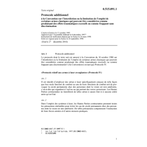 Protocoll add.interdiction armes à laser