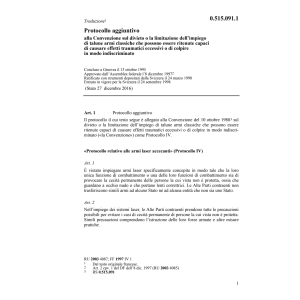 Prot. aggiuntivo limitazione armi laser
