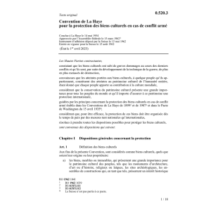 Conv. La Haye protection biens culturels