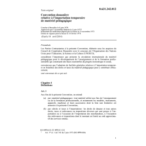 Conv. douanière matériel pédagogique