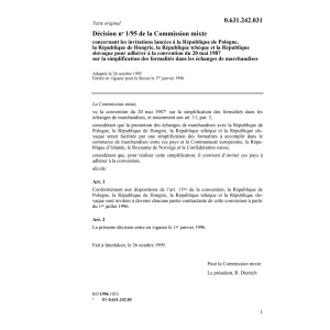 D 1/95 formalités échanges marchandises