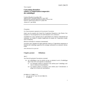 Conv. douanière importation emballages