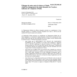 Échange noteS 20.12.19 Suisse Italie
