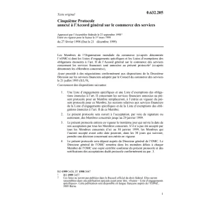 Prot. à l'Accord commerce des services