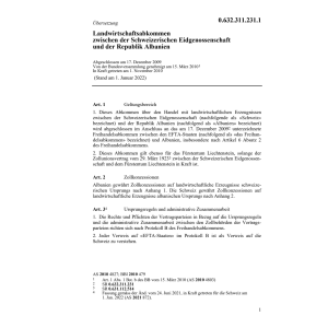 Landwirtschaftsabk. Ch-Albanien