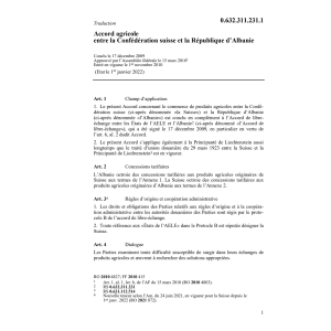 Acc. agricole CH-Rép. Albanie