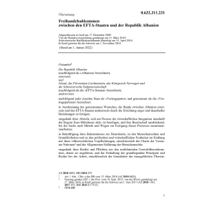 Freihandelsabk. CH-EFTA-Albanien