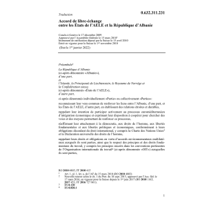Acc. libre-échange CH-Etats AELE-Albanie