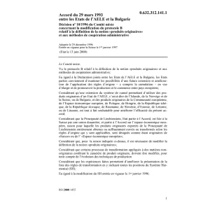 Décision no 10/1996 Etats AELE/Bulgarie