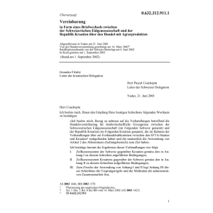 Vereinb. CH-Kroatioen Agrarprodukte