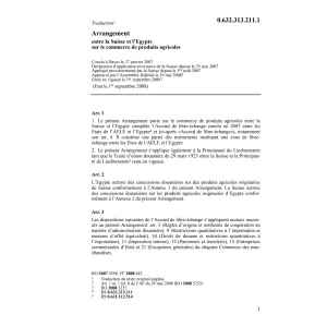 Arrangem CH-Egypte produits agricoles