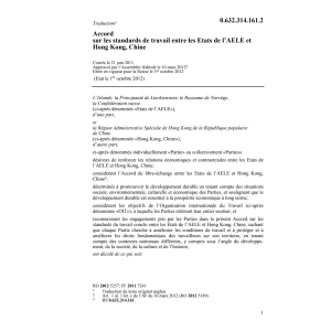 Acc. standards travail Hong Kong, Chine