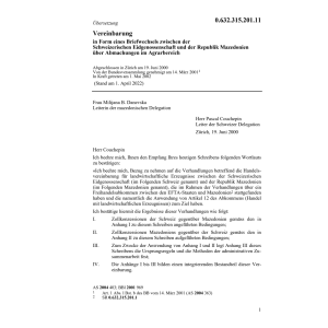 Vereinb. CH-Mazedonien Abm Agrarbereich