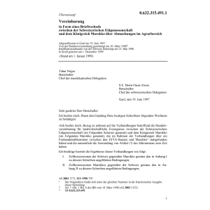 Vereinbarung CH-Marokko Agrarbereich