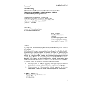 Vereinb. CH-Palästina Abm. Agrarbereich
