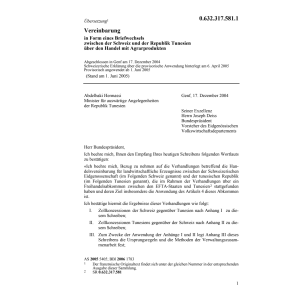 Vereinb CH-Tuniesien Agrarprodukte