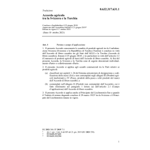 Acc CH-Turchia prodotti agricoli