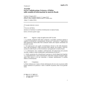 Acc. 10.8.15 CH/Belize scambio informaz.