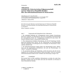 Abk. CH/Brasilien Info.austausch Steuer.