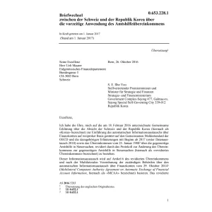 Briefw. CH-KOR Amtshilfeübereinkommen