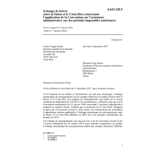Echange lettres CH-Costa Rica imposables