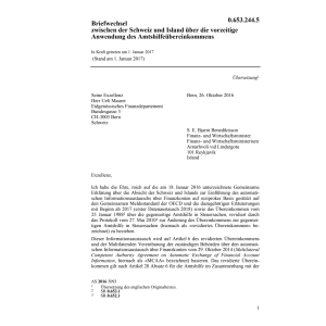 Briefw. CH-ISL Amtshilfeübereinkommen