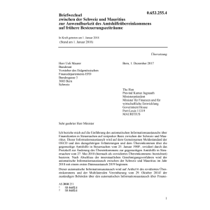 Briefwechsel 28.12.17 zw Schweiz Mauriti