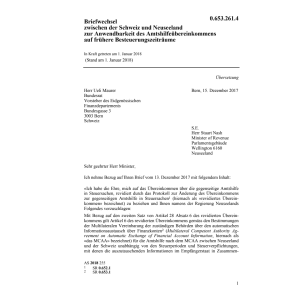 Briefwechsel 15.12.2017 Schweiz Neuseela