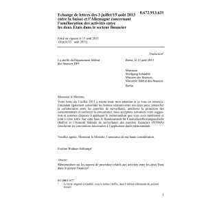 Echange lettres CH-D secteur financier