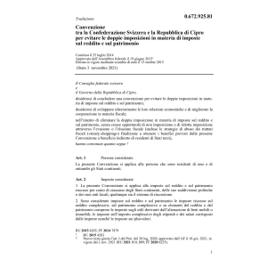 Conv. CH-Cipro doppie imposizioni