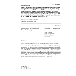 Briefwechsel CH-DK Doppelbesteuerung