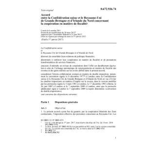 Acc.CH-GB coop. fiscalité marchés financ