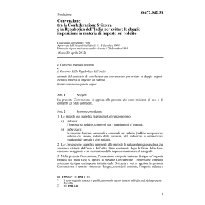 Conv. doppie imposizione Svizzera-India
