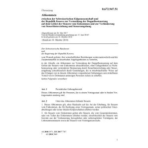 Abk. CH-Kosovo Doppelbesteuerung