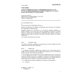 Convention CH-Kosovo doubles impositions