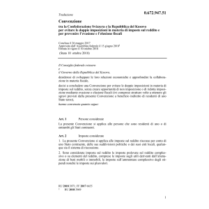 Convenzione CH-Kosovo doppie imposizioni