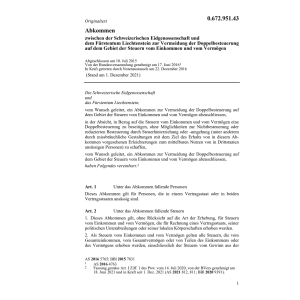 Abkommen Schweiz - Liechtenstein Steuern