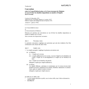 Conv. DI Suisse - Malaisie